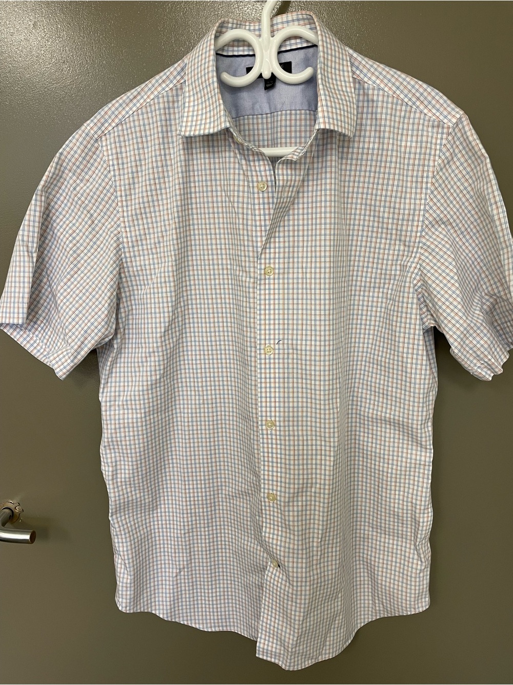 Banana Republic Non-Iron Slim Fit Plaid Short Sleeve Button Down Shirt - Size L